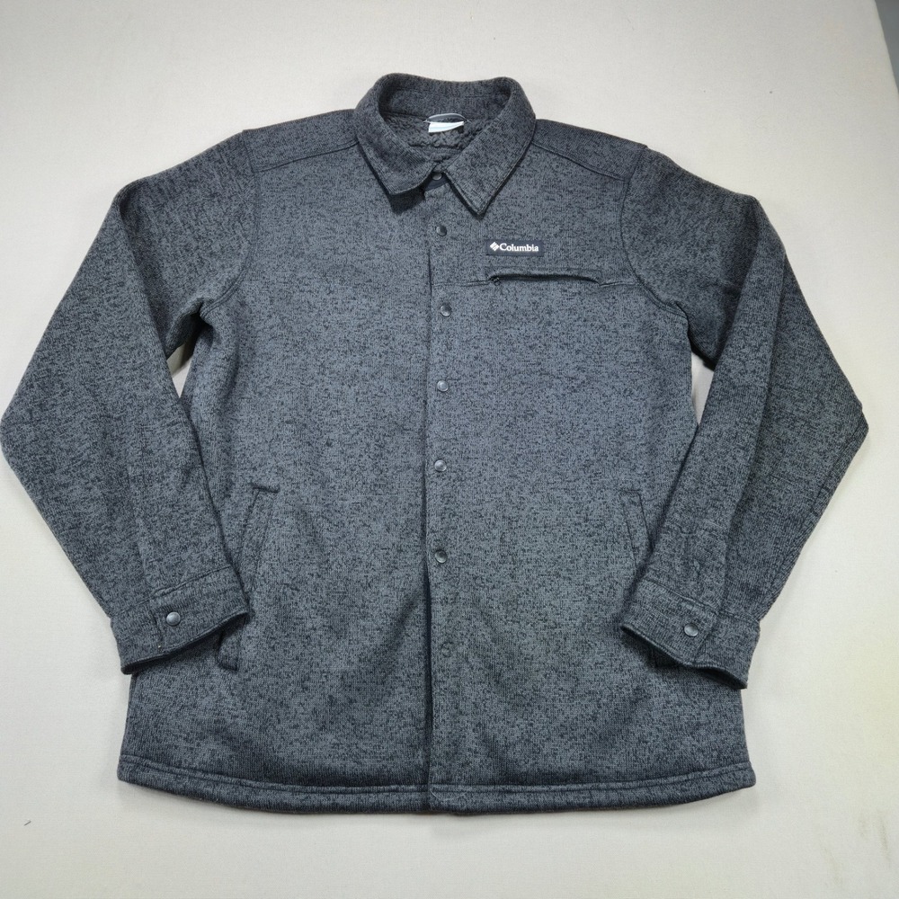 Columbia Shirt Jacket Sweater Fleece Sherpa Lined Gray Mens Small S AM1376